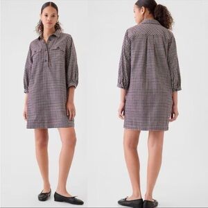 GAP NWT Flannel Utility Mini Shirt Dress Red & Navy L Holiday Winter Preppy Cozy